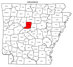 Map of Arkansas highlighting Conway county, pattern, stencil, template, svg.