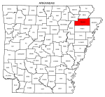 Map of Arkansas highlighting Craighead county, pattern, stencil, template, svg.