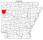 Map of Arkansas highlighting Crawford county, pattern, stencil, template, svg.