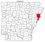 Map of Arkansas highlighting Crittenden county, pattern, stencil, template, svg.