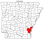Map of Arkansas highlighting Desha county, pattern, stencil, template, svg.