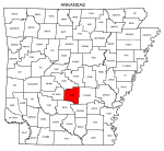Map of Arkansas highlighting Grant county, pattern, stencil, template, svg.