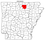 Map of Arkansas highlighting Izard county, pattern, stencil, template, svg.