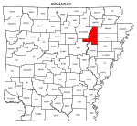 Map of Arkansas highlighting Jackson county, pattern, stencil, template, svg.