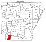 Map of Arkansas highlighting Lafayette county, pattern, stencil, template, svg.