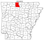 Map of Arkansas highlighting Marion county, pattern, stencil, template, svg.