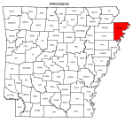 Map of Arkansas highlighting Mississippi county, pattern, stencil, template, svg.