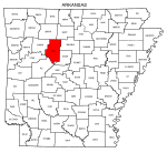 Map of Arkansas highlighting Pope county, pattern, stencil, template, svg.