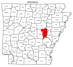Map of Arkansas highlighting Prairie county, pattern, stencil, template, svg.