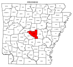 Map of Arkansas highlighting Pulaski county, pattern, stencil, template, svg.