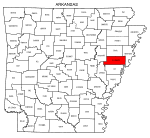 Map of Arkansas highlighting Saint Francis county, pattern, stencil, template, svg.