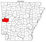 Map of Arkansas highlighting Scott county, pattern, stencil, template, svg.