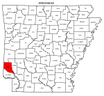 Map of Arkansas highlighting Sevier county, pattern, stencil, template, svg.