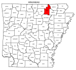 Map of Arkansas highlighting Sharp county, pattern, stencil, template, svg.