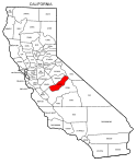 Map of California highlighting Madera county, pattern, stencil, template, svg.