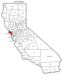 Map of California highlighting Marin county, pattern, stencil, template, svg.
