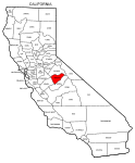 Map of California highlighting Mariposa county, pattern, stencil, template, svg.
