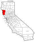 Map of California highlighting Mendocino county, pattern, stencil, template, svg.