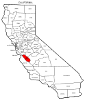 Map of California highlighting San Benito county, pattern, stencil, template, svg.