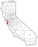 Map of California highlighting San Mateo county, pattern, stencil, template, svg.