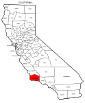 Map of California highlighting Santa Barbara county, pattern, stencil, template, svg.