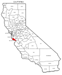 Map of California highlighting Santa Cruz county, pattern, stencil, template, svg.