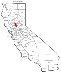 Map of California highlighting Sutter county, pattern, stencil, template, svg.