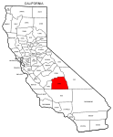 Map of California highlighting Tulare county, pattern, stencil, template, svg.