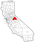 Map of California highlighting Tuolumne county, pattern, stencil, template, svg.