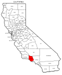 Map of California highlighting Ventura county, pattern, stencil, template, svg.