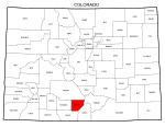 Map of Colorado highlighting Alamosa county, pattern, stencil, template, svg.