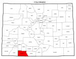 Map of Colorado highlighting Archuleta county, pattern, stencil, template, svg.