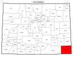Map of Colorado highlighting Baca county, pattern, stencil, template, svg.