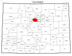 Map of Colorado highlighting Clear Creek county, pattern, stencil, template, svg.