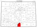 Map of Colorado highlighting Costilla county, pattern, stencil, template, svg.