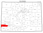 Map of Colorado highlighting Dolores county, pattern, stencil, template, svg.