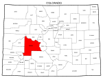 Map of Colorado highlighting Gunnison county, pattern, stencil, template, svg.
