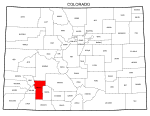 Map of Colorado highlighting Hinsdale county, pattern, stencil, template, svg.