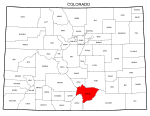 Map of Colorado highlighting Huerfano county, pattern, stencil, template, svg.
