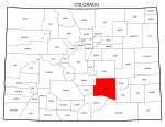 Map of Colorado highlighting Pueblo county, pattern, stencil, template, svg.