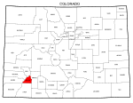 Map of Colorado highlighting San Juan county, pattern, stencil, template, svg.