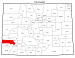 Map of Colorado highlighting San Miguel county, pattern, stencil, template, svg.