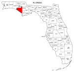 Map of Florida highlighting Bay county, pattern, stencil, template, svg.