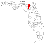Map of Florida highlighting Columbia county, pattern, stencil, template, svg.