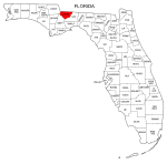 Map of Florida highlighting Gadsden county, pattern, stencil, template, svg.