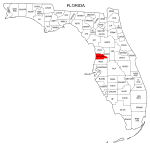 Map of Florida highlighting Hernando county, pattern, stencil, template, svg.