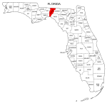 Map of Florida highlighting Jefferson county, pattern, stencil, template, svg.