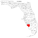 Map of Florida highlighting Lee county, pattern, stencil, template, svg.