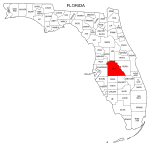 Map of Florida highlighting Polk county, pattern, stencil, template, svg.