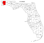 Map of Florida highlighting Santa Rosa county, pattern, stencil, template, svg.